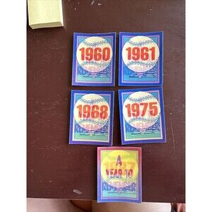 Score 1989 MLB Magic Motion Trivia Cards – 1960, 1961, 1968, 1975, 1987